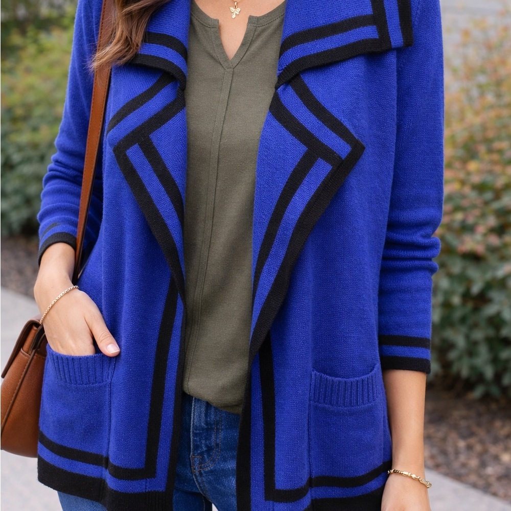 DG2 by Diane Gilman Royal Blue and Black Cardigan